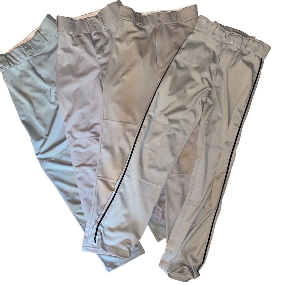Baseball Pant Bundle - 4 Gray Pants - Adult S